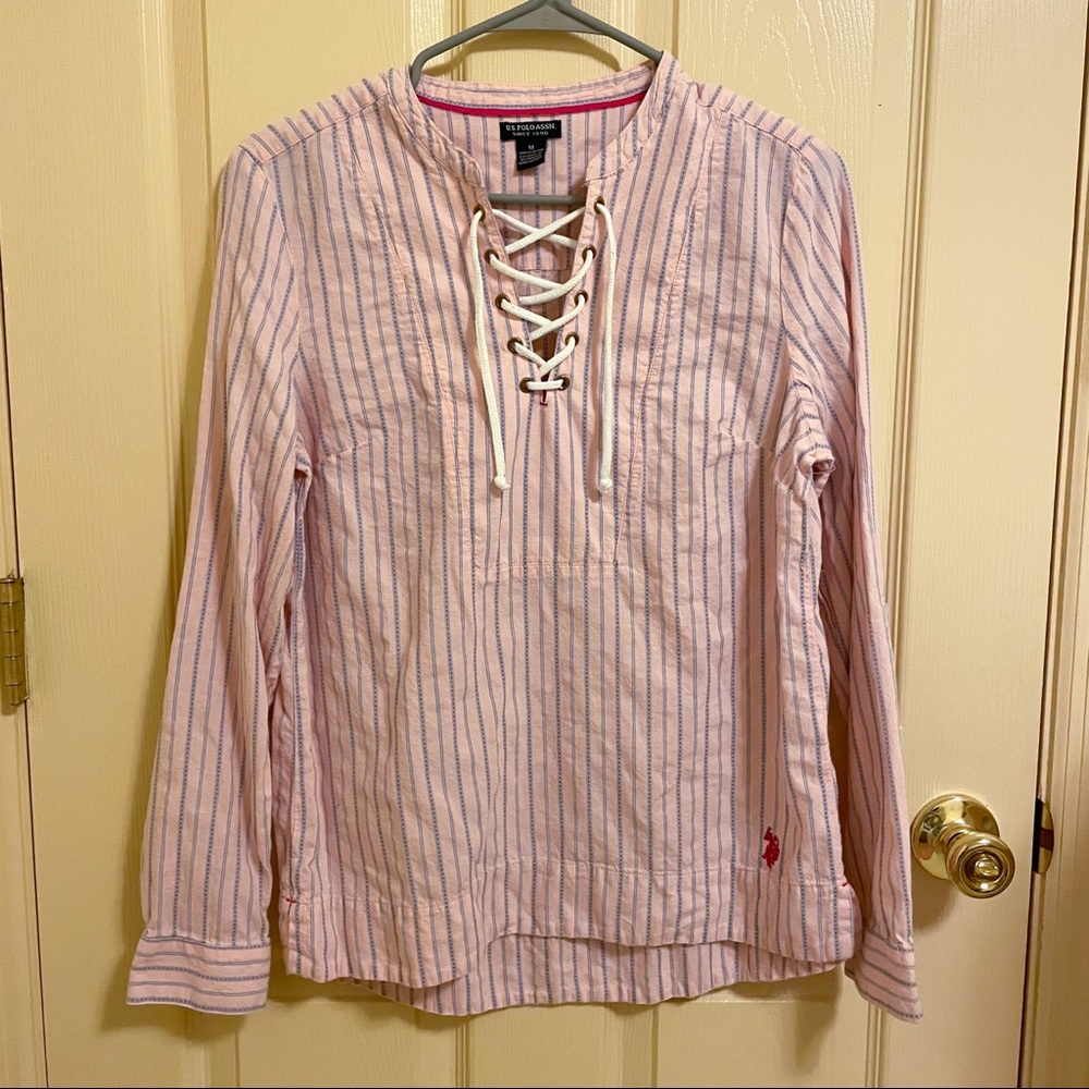 U.S. Polo Assn. striped lace-up top